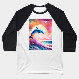 Dolphin Painting in Water Color, Beautiful, Colorful Baseball T-Shirt